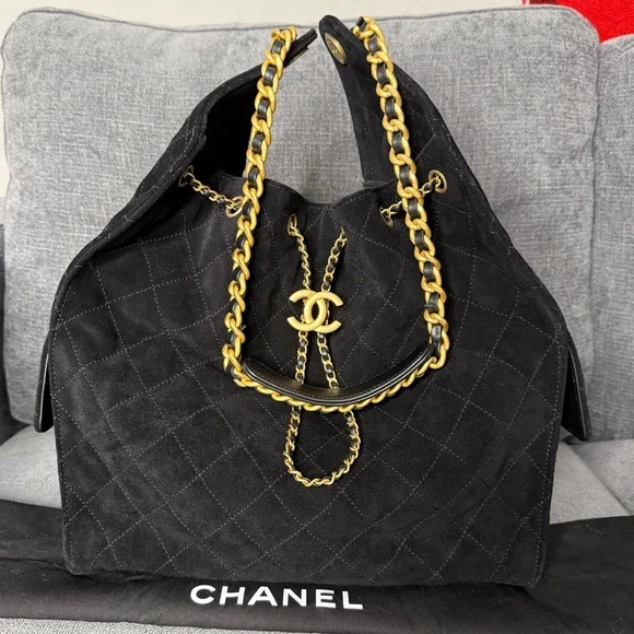 Chanel 25 Hobo Bag Medium Black Suede - Picture 2 of 16